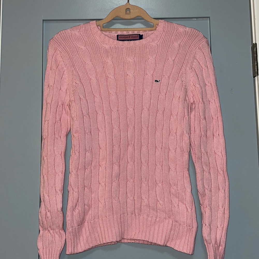 Vineyard Vines Cable Knit Sweater, Size Medium, Pink